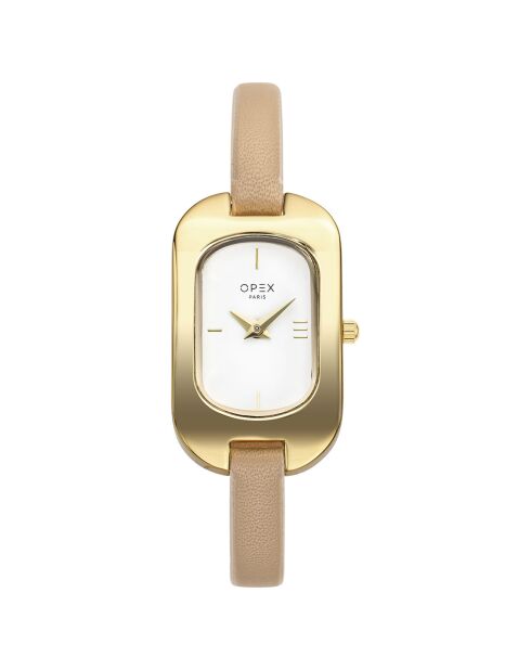 Beigefarbene Ballerina-Uhr für Damen