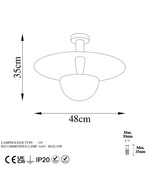 Lámpara Kurt de bronce - 48x35 cm