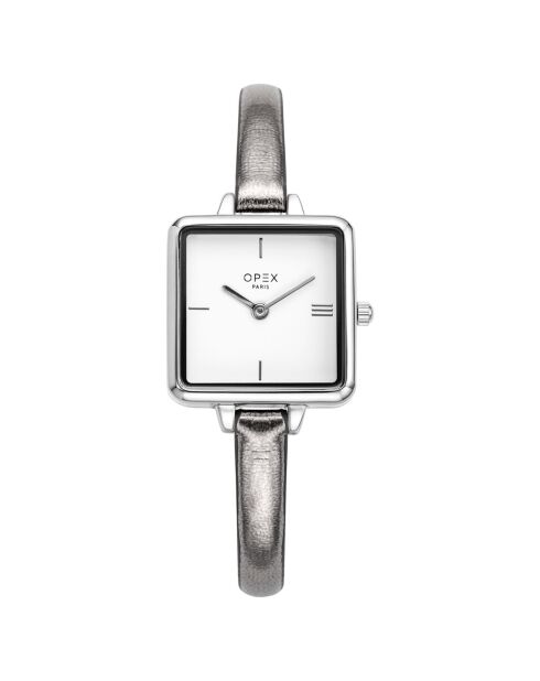 Montre Femme Mini Square gris pailleté
