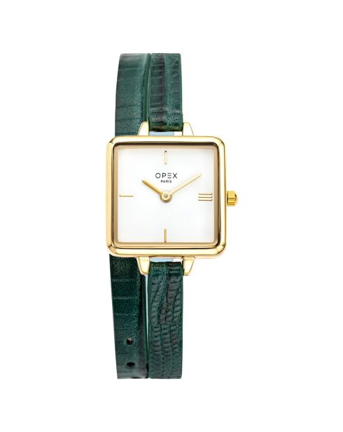 Montre Femme Mini Square lézard bleu canard