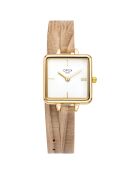 Montre Femme Mini Square lézard beige