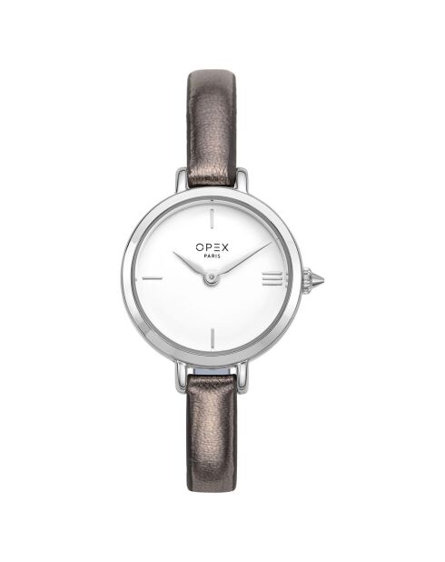 Montre Femme Mini Rotonde gris pailleté