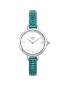Montre Femme Mini Rotonde lézard bleu canard