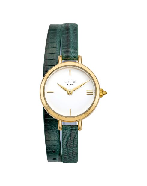 Montre Femme Mini Rotonde lézard bleu canard