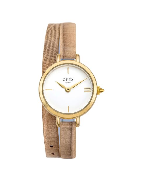 Montre Femme Mini Rotonde lézard beige