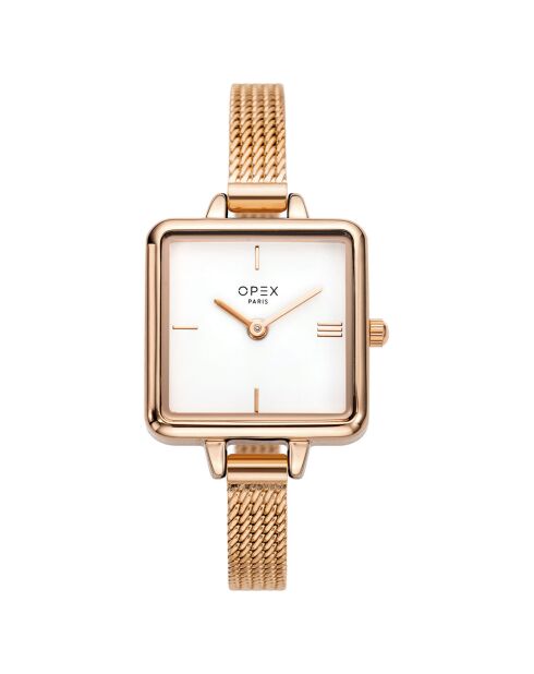 Quadratische Mini-Armbanduhr für Damen aus Roségold
