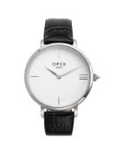 Montre Femme Rotonde croco noire