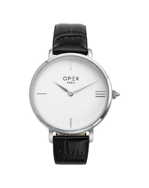 Montre Femme Rotonde croco noire