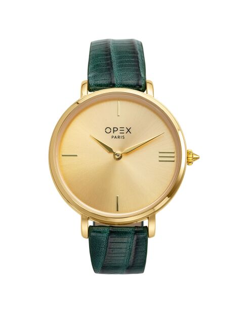 Montre Femme Rotonde lézard bleu canard