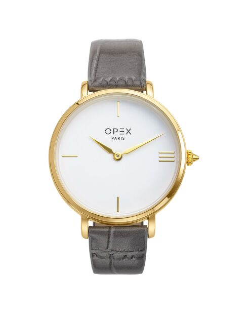 Montre Femme Rotonde croco grise