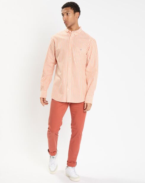Chemise en Lin & Coton Regular Fit à rayures orange moyen/blanc