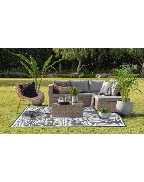 Tapis extérieur rectangulaire Hawaï motifs palmiers gris - 180x280 cm
