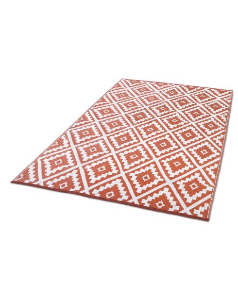 Tapis extérieur rectangulaire Vahiné motifs losanges terracotta - 270x470 cm