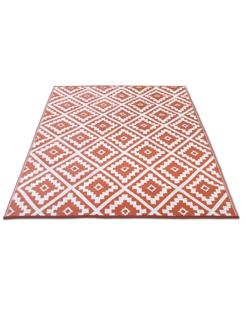Tapis extérieur rectangulaire Vahiné motifs losanges terracotta - 270x470 cm