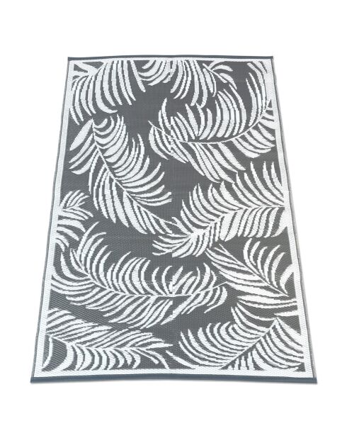Tapis extérieur rectangulaire Hawaï motifs palmiers gris - 270x470 cm