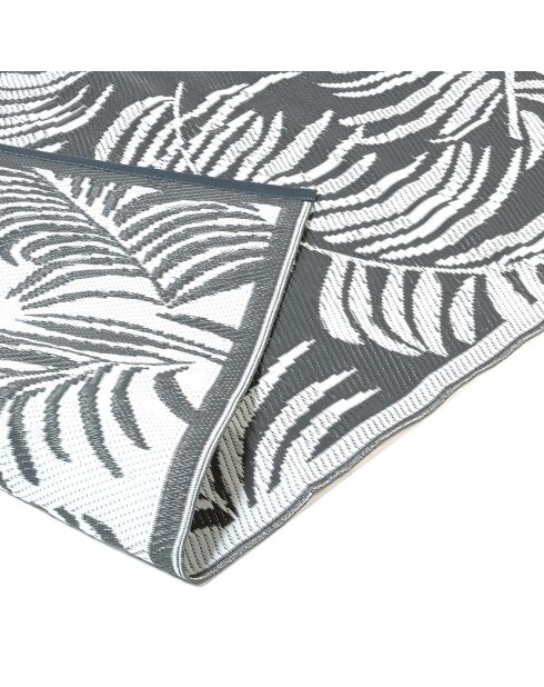 Tapis extérieur rectangulaire Hawaï motifs palmiers gris - 270x470 cm