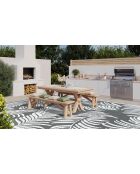 Tapis extérieur rectangulaire Hawaï motifs palmiers gris - 270x470 cm