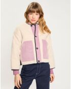 Veste réversible sherpa marine/rose