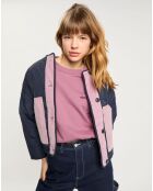 Veste réversible sherpa marine/rose