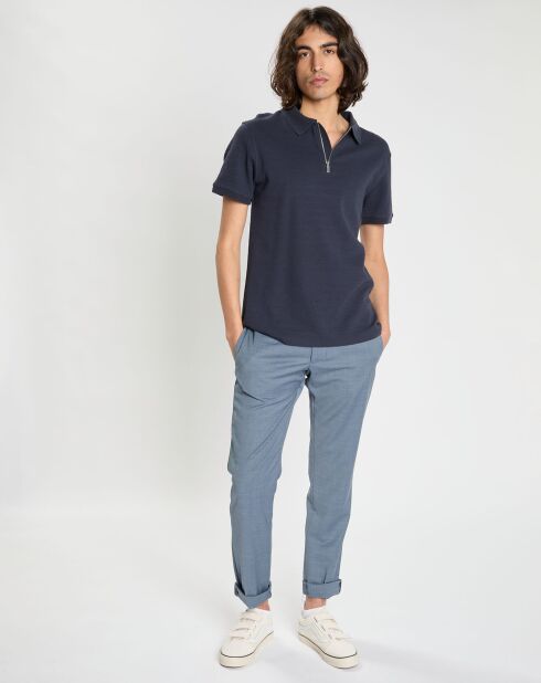 Hampton Travel Tropical blauwe getailleerde broek van wolmix