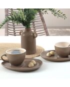 2 Tasses à café + Soucoupes taupe