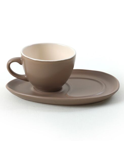 2 Tasses à café + Soucoupes taupe