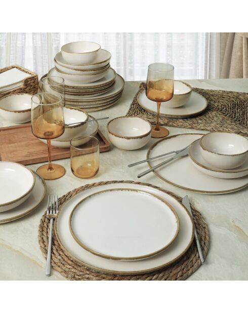 Service de table en céramique - 24 pièces blanc