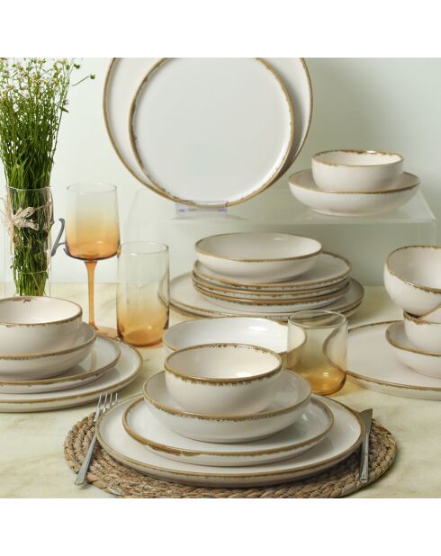 Service de table en céramique - 24 pièces blanc