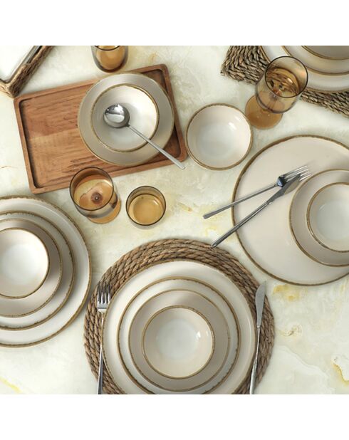 Service de table en céramique - 24 pièces blanc