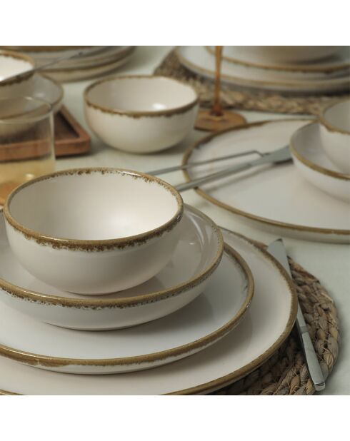 Service de table en céramique - 24 pièces blanc