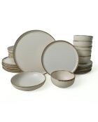 Service de table en céramique - 24 pièces blanc