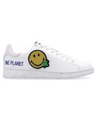 Baskets en Cuir Smiley blanc/rose