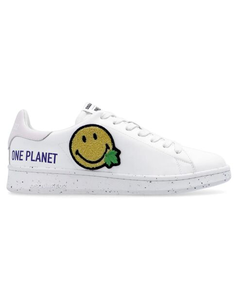 Baskets en Cuir Smiley blanc/rose