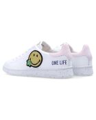 Baskets en Cuir Smiley blanc/rose