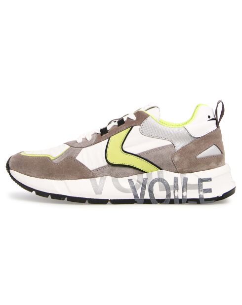 Sneakers en Velours de Cuir Paul gris/blanc