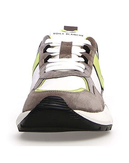 Sneakers en Velours de Cuir Paul gris/blanc