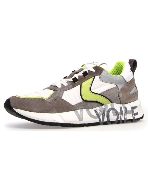 Sneakers en Velours de Cuir Paul gris/blanc