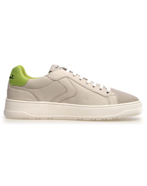 Sneakers en Cuir Félix beige/olive