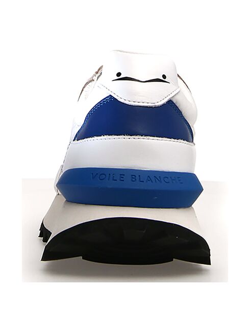 Sneakers en Cuir Léo beige/blanc/bleu