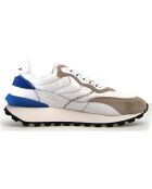 Sneakers en Cuir Léo beige/blanc/bleu