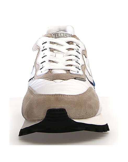 Sneakers en Cuir Léo beige/blanc/bleu