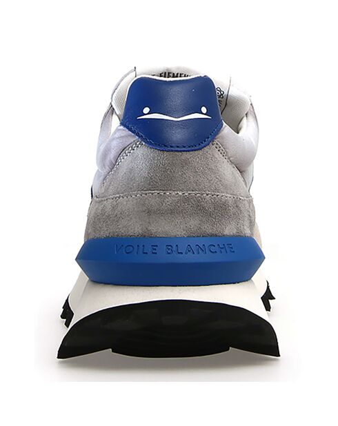 Sneakers en Cuir Léo gris/bleu