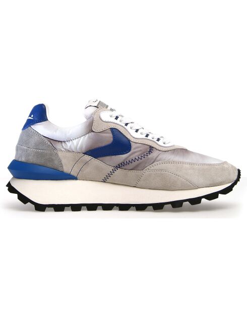 Sneakers en Cuir Léo gris/bleu