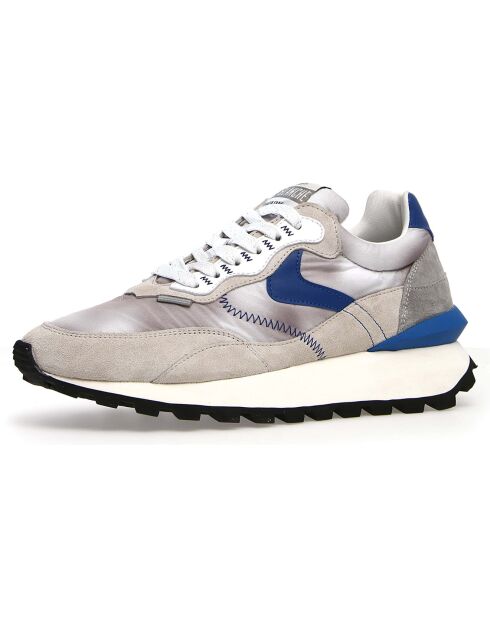 Sneakers en Cuir Léo gris/bleu