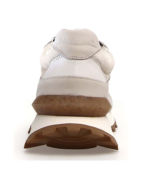 Sneakers en Cuir Léo beiges