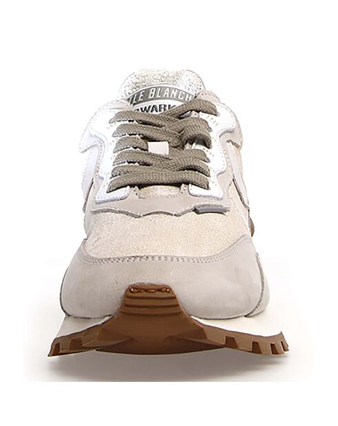 Sneakers en Cuir Léo beiges