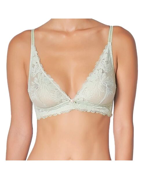 Hellgrüner Bralette-BH mit Herz aus Glas