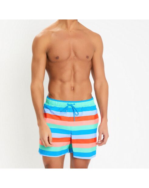 Short de bain rayé multicolore