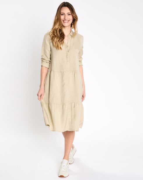 Robe chemise en Lin beige