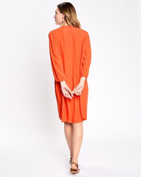 Robe babydoll à volant orange vif